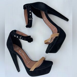 Jeffrey Campbell Suede Black and Tan Heels